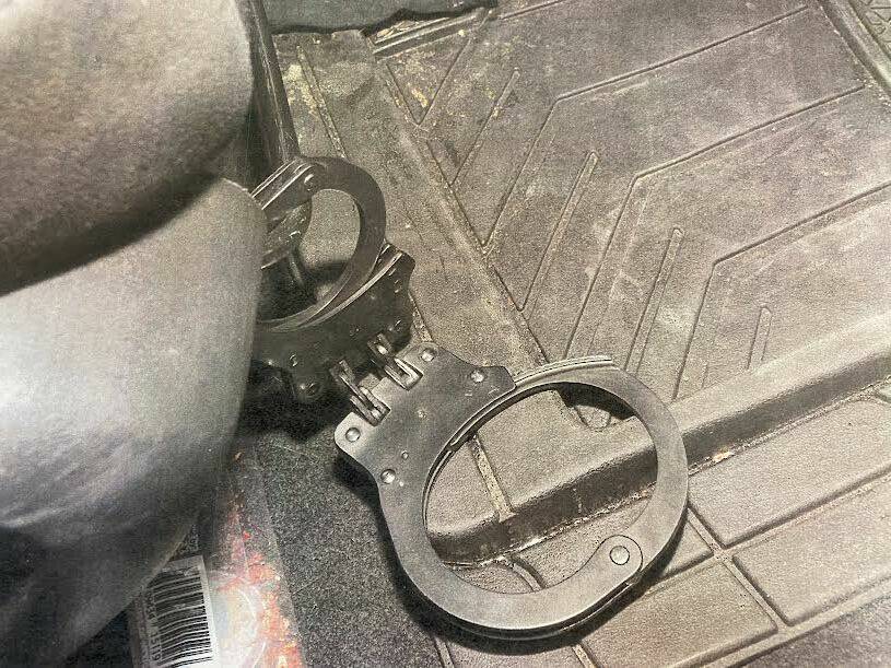 Authorities say these handcuffs were used to restrain Dahsia Maldonado, the mother of slain chi ...