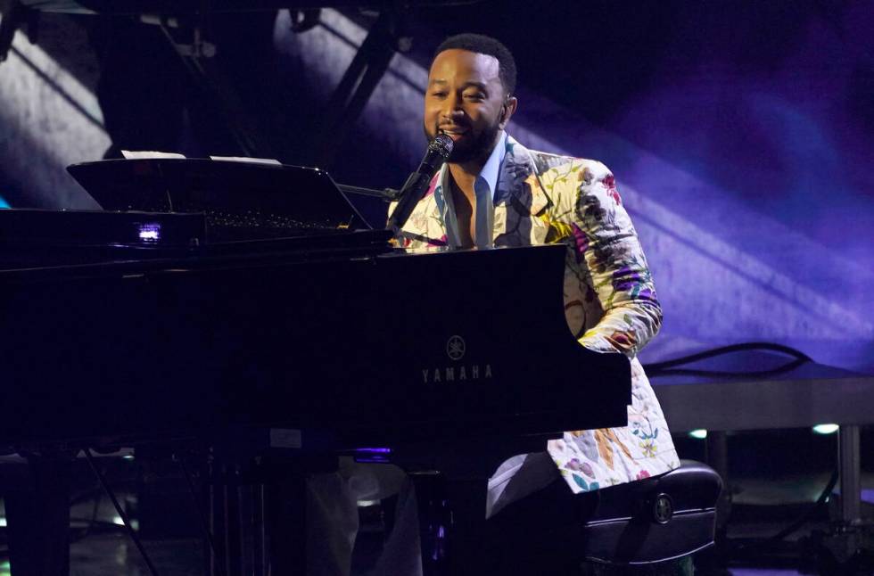 John Legend performs a medley at the iHeartRadio Music Awards on Tuesday, March 22, 2022, at th ...