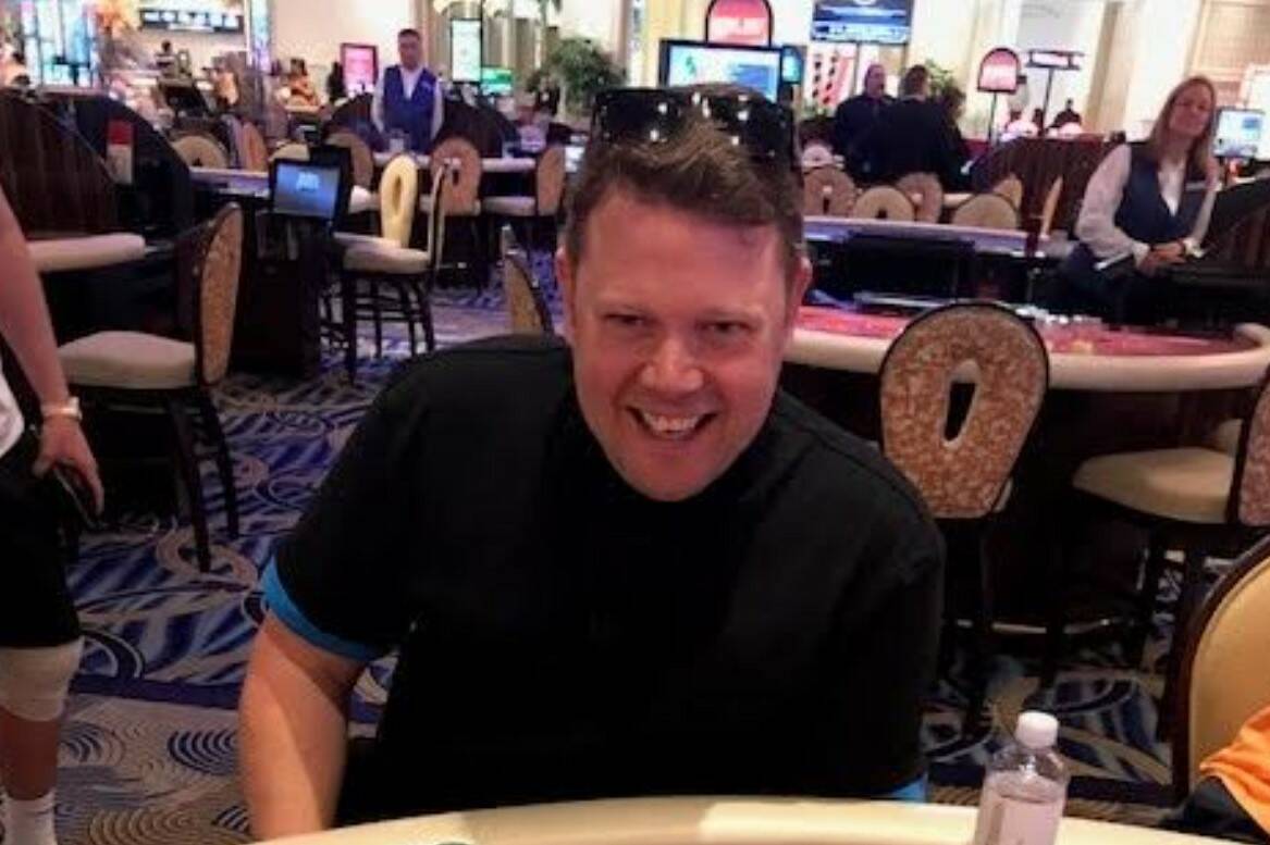 Peter Ferguson smiles after winning a jackpot of $280,007 at The Palazzo. (courtesy)