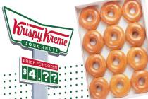 Krispy Kreme is offering a dozen of their Original Glazed Donuts for the price of a gallon of r ...