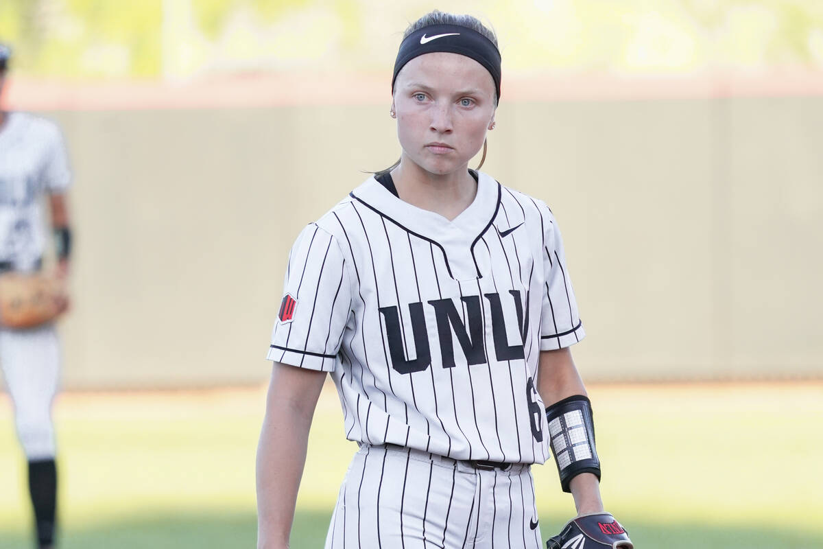 Senior Jenny Bressler looks for a sign from her catcher during UNLV's game against San Diego St ...