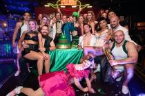 The cast of "Absinthe" is shown at the show's 11th-anniversary celebration on Wednesday, April ...