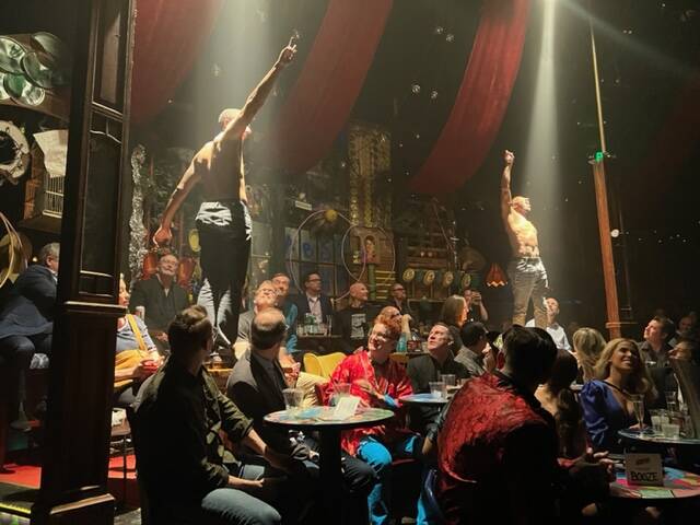 Sean and John Scott are shown during "Absinthe's" 11th-anniversary celebration on Wednesday, Ap ...
