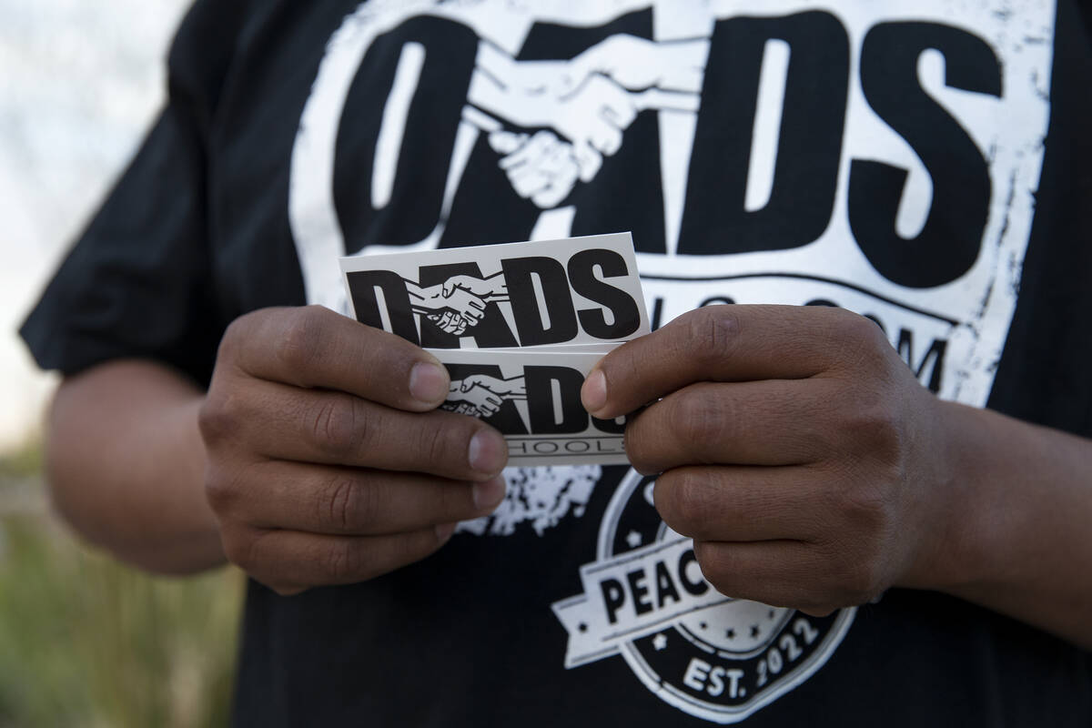 A CCSD parent wears a Dads in Schools shirt after the group’s meeting at the Enterprise ...