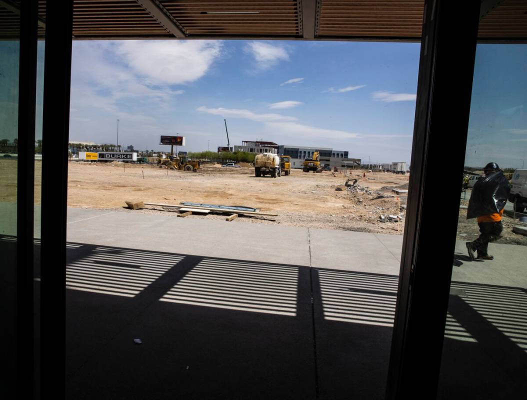 Heavy construction equipments are seen on the construction site where the second phase of UnCom ...