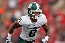 Michigan State wide receiver Jalen Nailor (8) runs against Rutgers during the first half of an ...