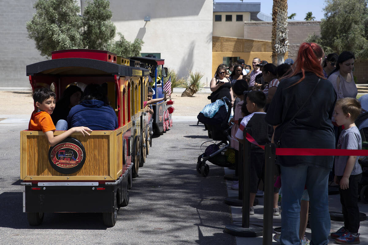 Tony Martinez, 12, rides the train during the Egg-Apalooza Easter event at the Paradise Recreat ...