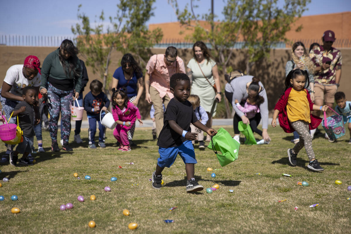 Children participate during the Hoppy Egg Run community event at the Walnut Recreation Center i ...