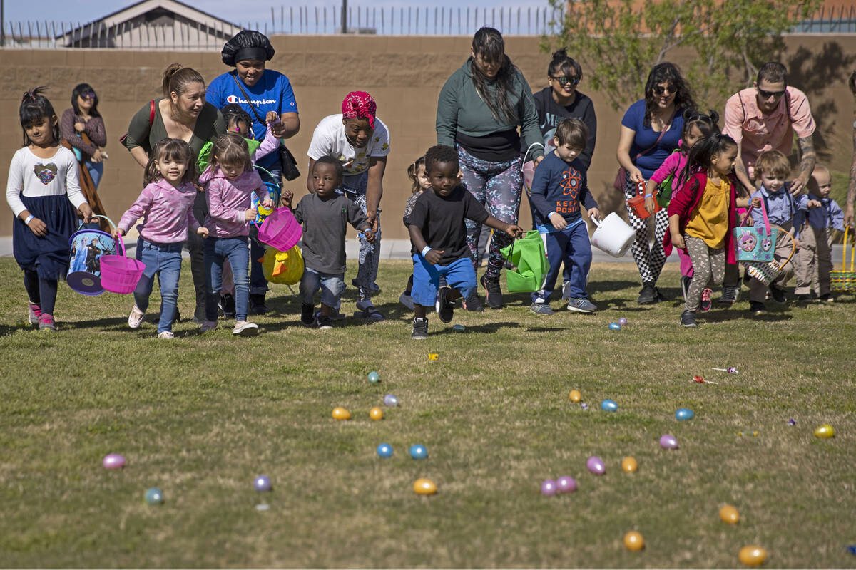 Children participate during the Hoppy Egg Run community event at the Walnut Recreation Center i ...