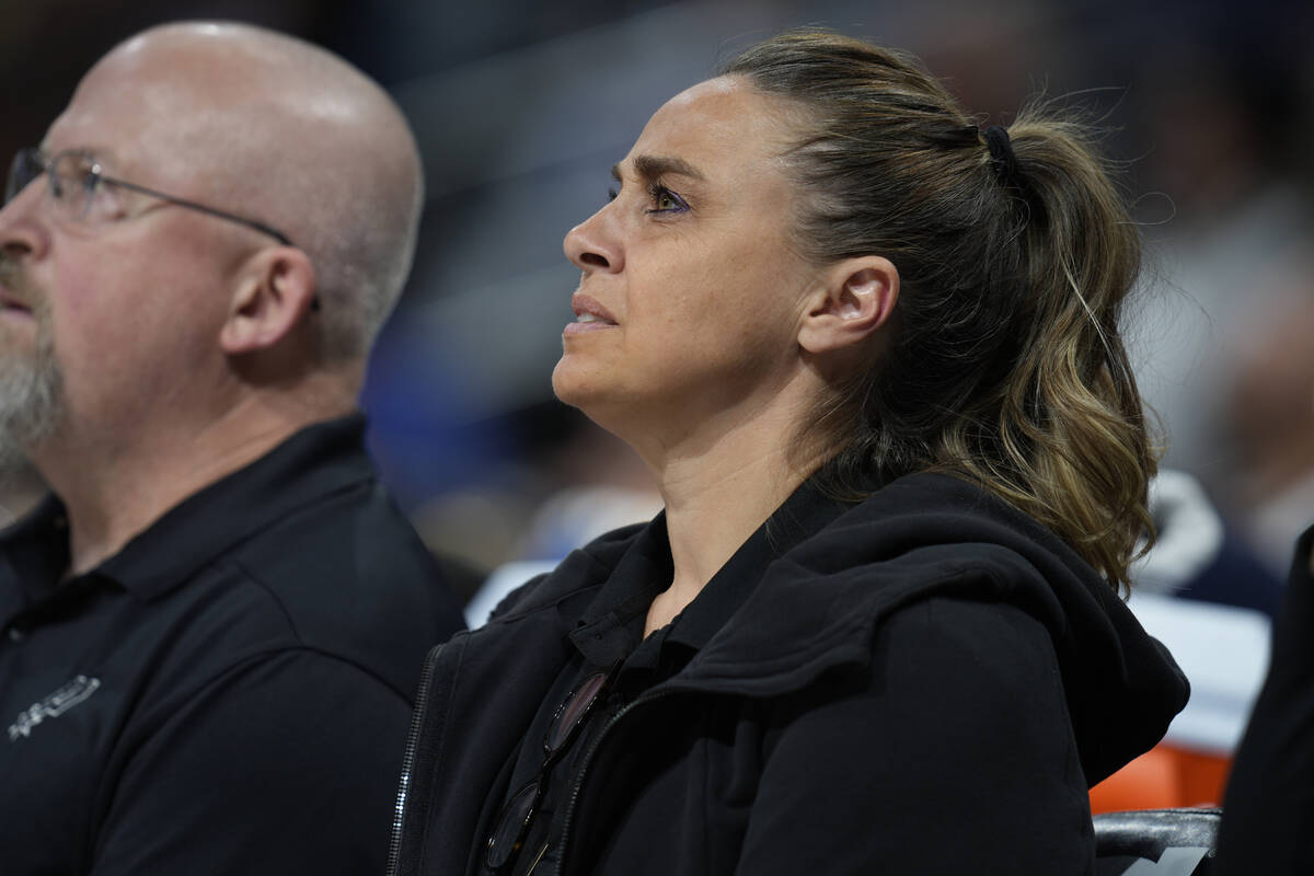 San Antonio Spurs assistant coach Becky Hammon in the second half of an NBA basketball game Tue ...