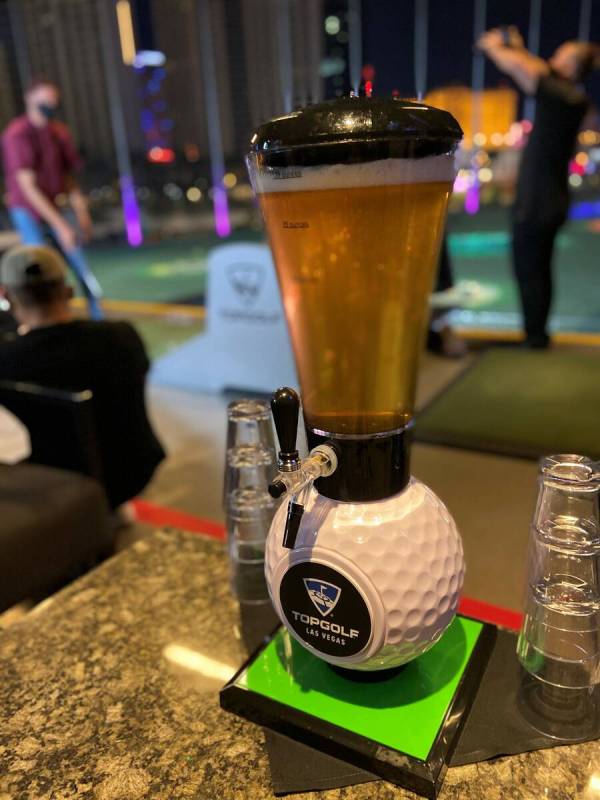 A 128ounce beer tower at TopGolf Las Vegas. (TopGolf Las Vegas) Las