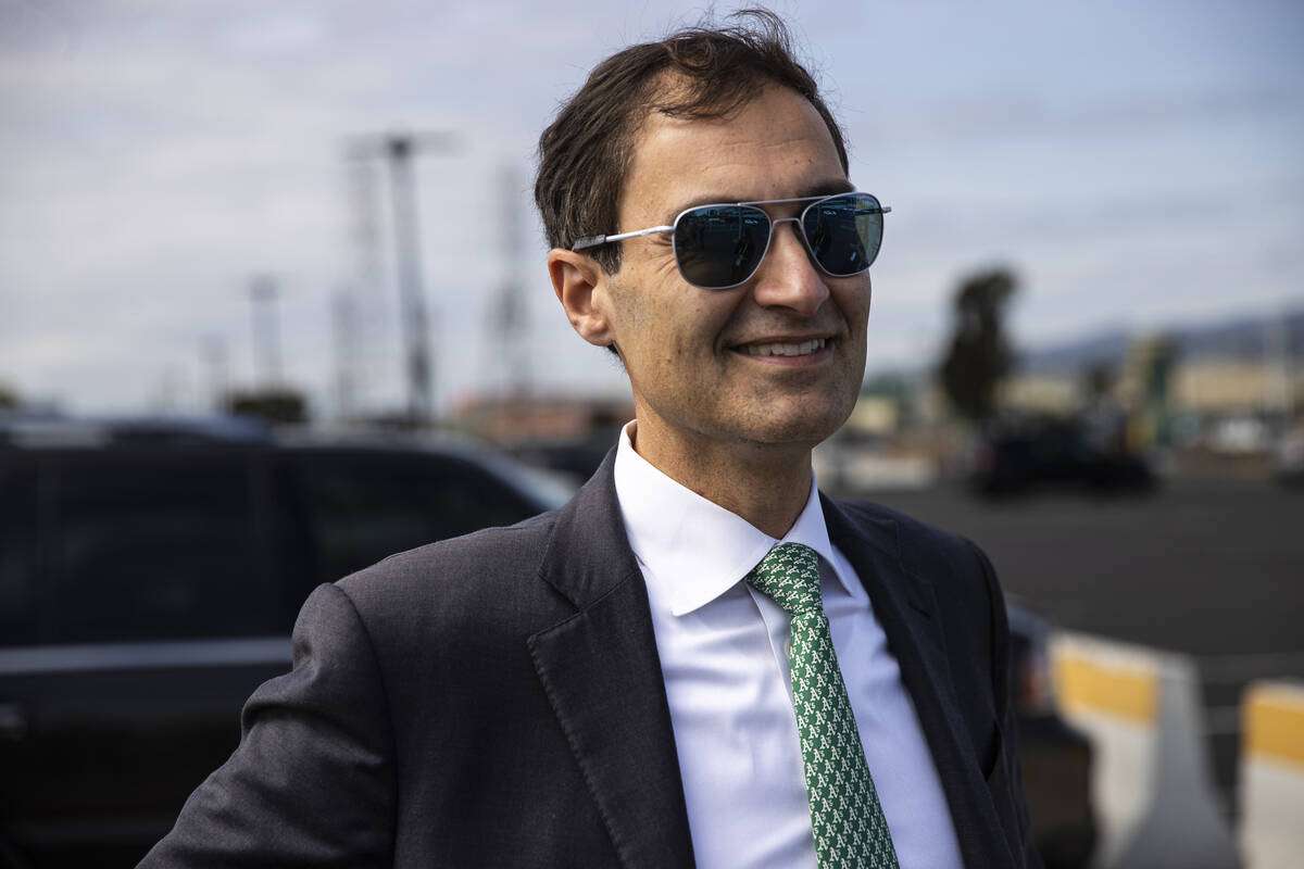 Oakland Athletics President Dave Kaval speaks with members of the media before the opening nigh ...