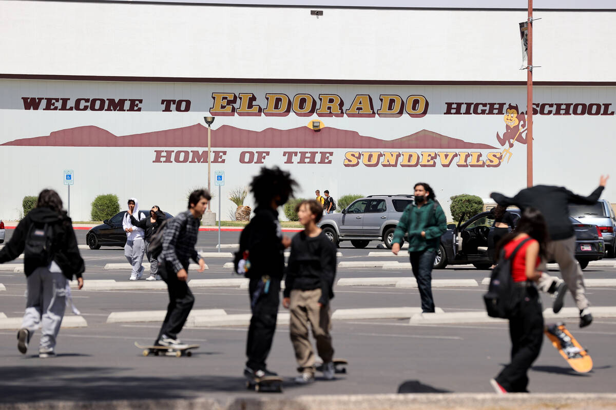 Eldorado High School students during dismissal at the Las Vegas school Tuesday, April 19, 2022. ...