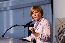 U.S. Rep. Susie Lee, D-Nev., speaks before breaking ground on West Henderson Hospital on Wednes ...