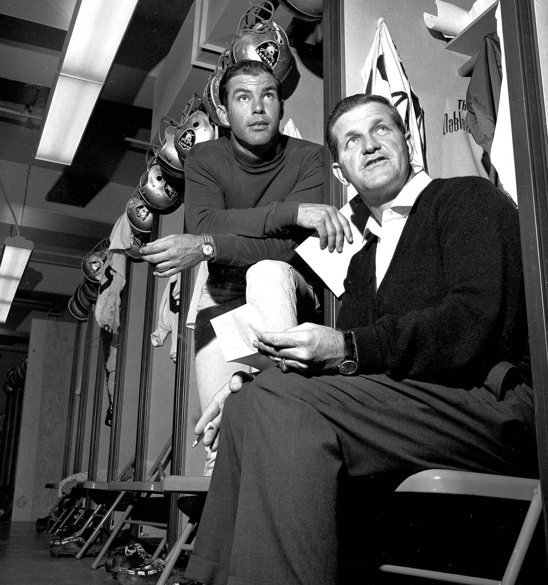 Daryle Lamonica, Oakland Raiders quarterback, seated, named 1967's Most Valuable Player in the ...