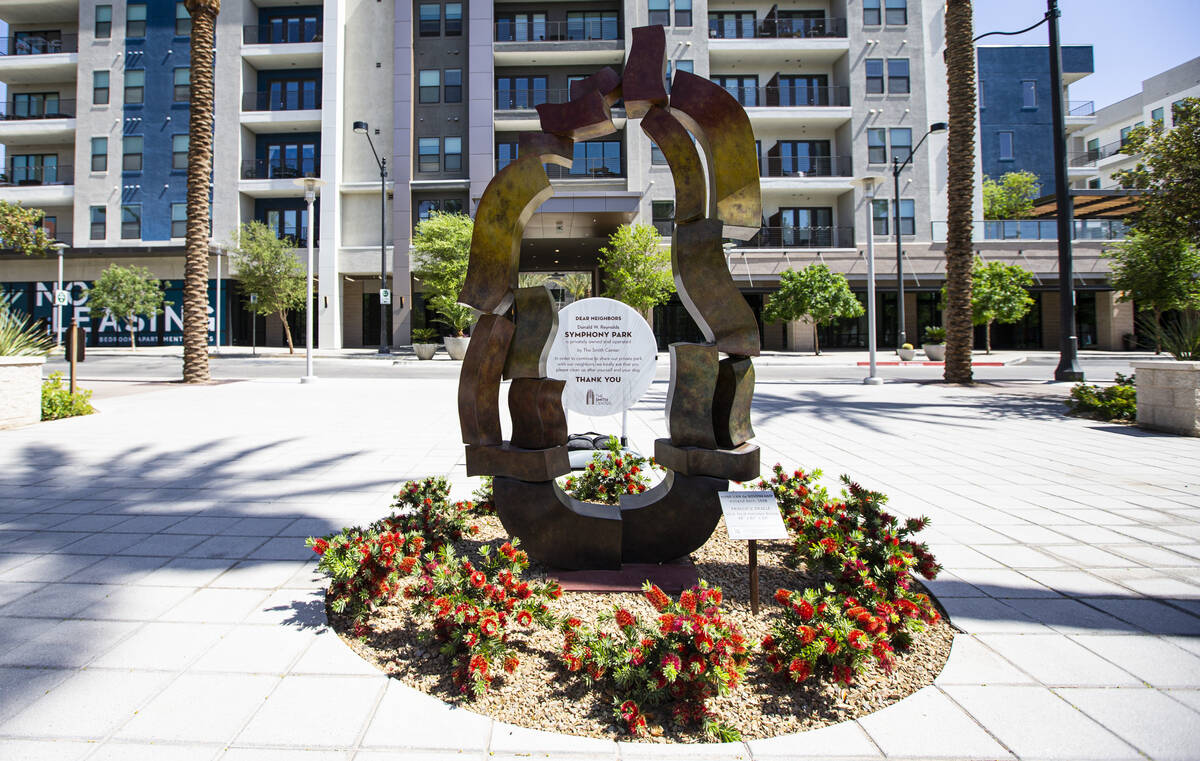"Prismatic Oracle” by Hans Van de Bovenkamp is pictured at Symphony Park on Thursda ...
