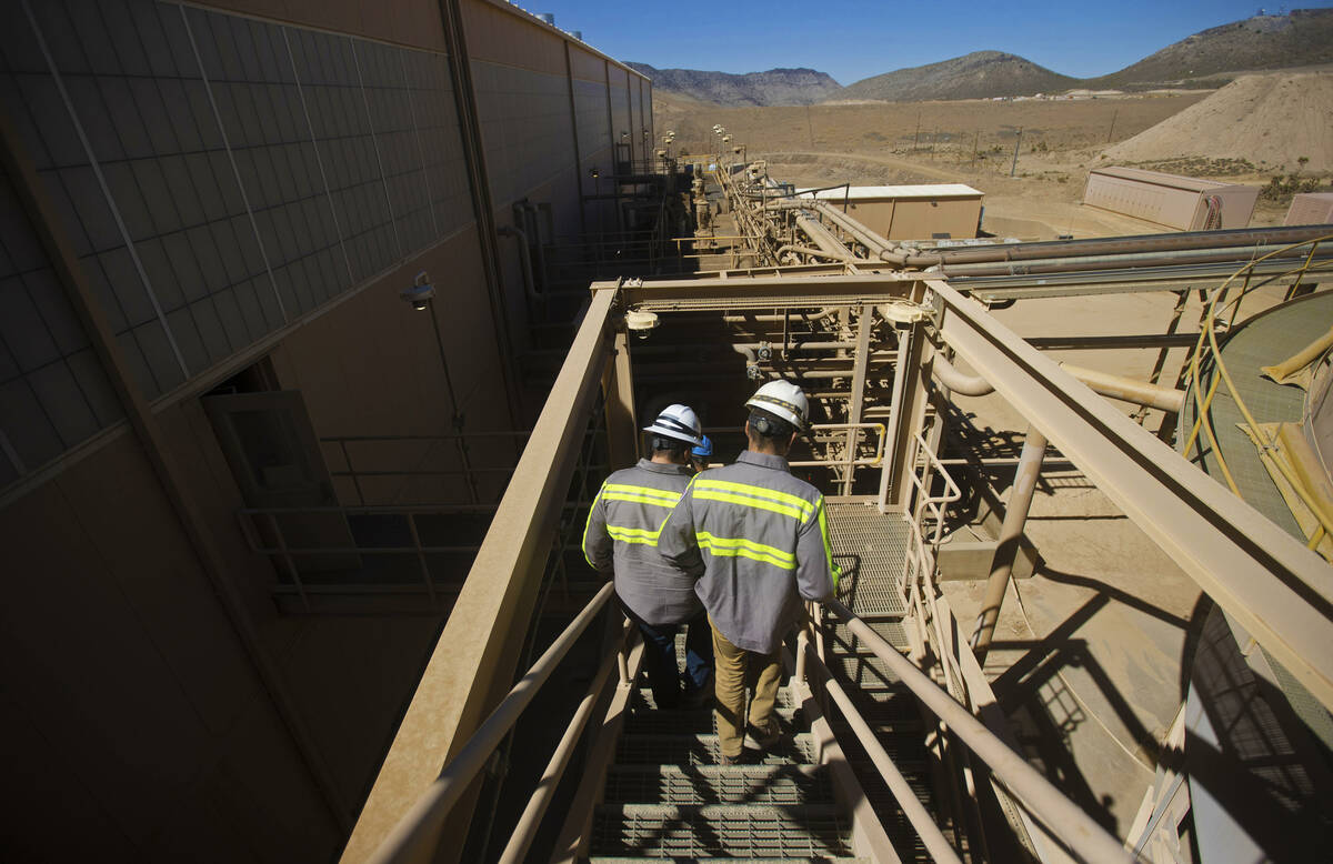 Michael Rosenthal, right, chief operating officer of Las Vegas-based company MP Materials, and ...