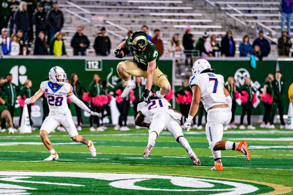 Colorado State tight end Trey McBride in action against Boise State. (Colorado State athletics)