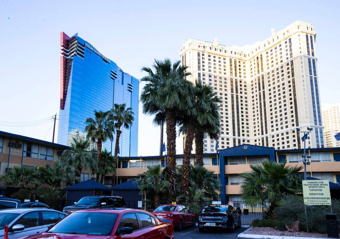Travelodge Motel, foreground, at 3735 South Las Vegas Blvd., is shown on Saturday, April 23, 20 ...