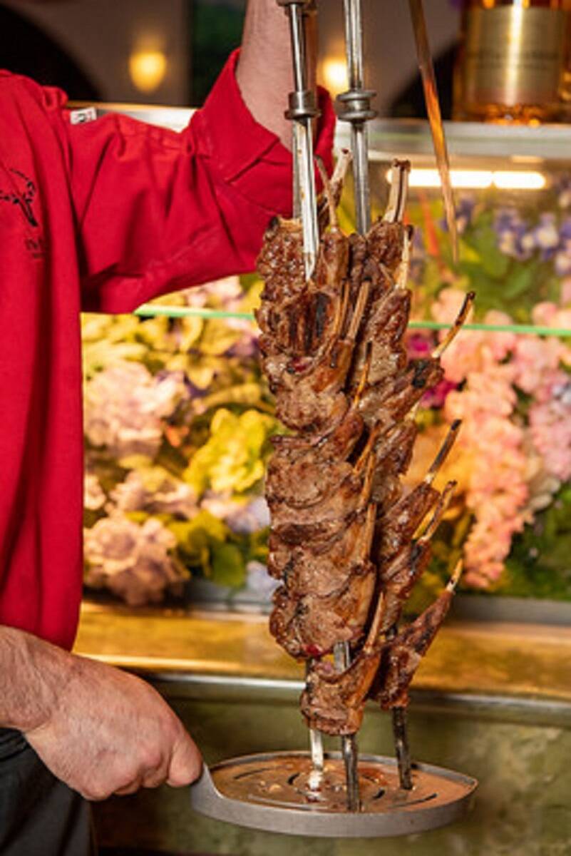 The Mother's Day 2022 menu at Via Brasil Steakhouse in Las Vegas features skewered cuts of meat ...