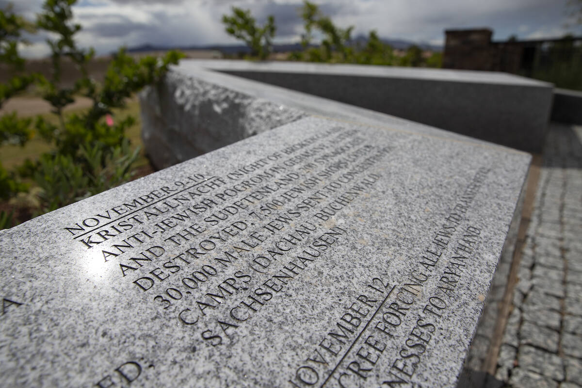 The first Holocaust Memorial Plaza in Nevada is seen during a media preview at King David Memor ...