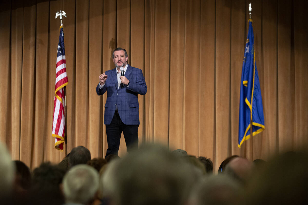 U.S. Senator Ted Cruz speaks during a rally for Nevada Republican U.S. Senate candidate Adam La ...