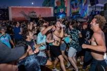 Fans start moshing as White Reaper performs on the Huntridge Stage during day two of Life is Be ...