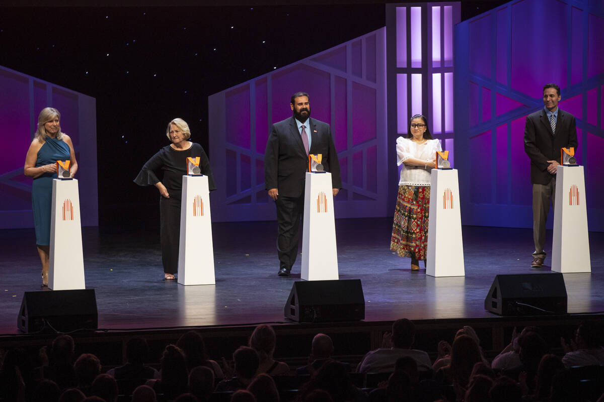 Teachers from left, Kathy Clemens, from left, West Career & Technical Academy, Joy Myers, o ...
