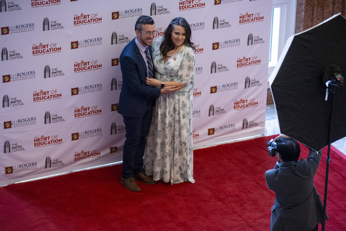 People attend the Heart of Education Awards at the Smith Center in Las Vegas, Friday, April 22, ...