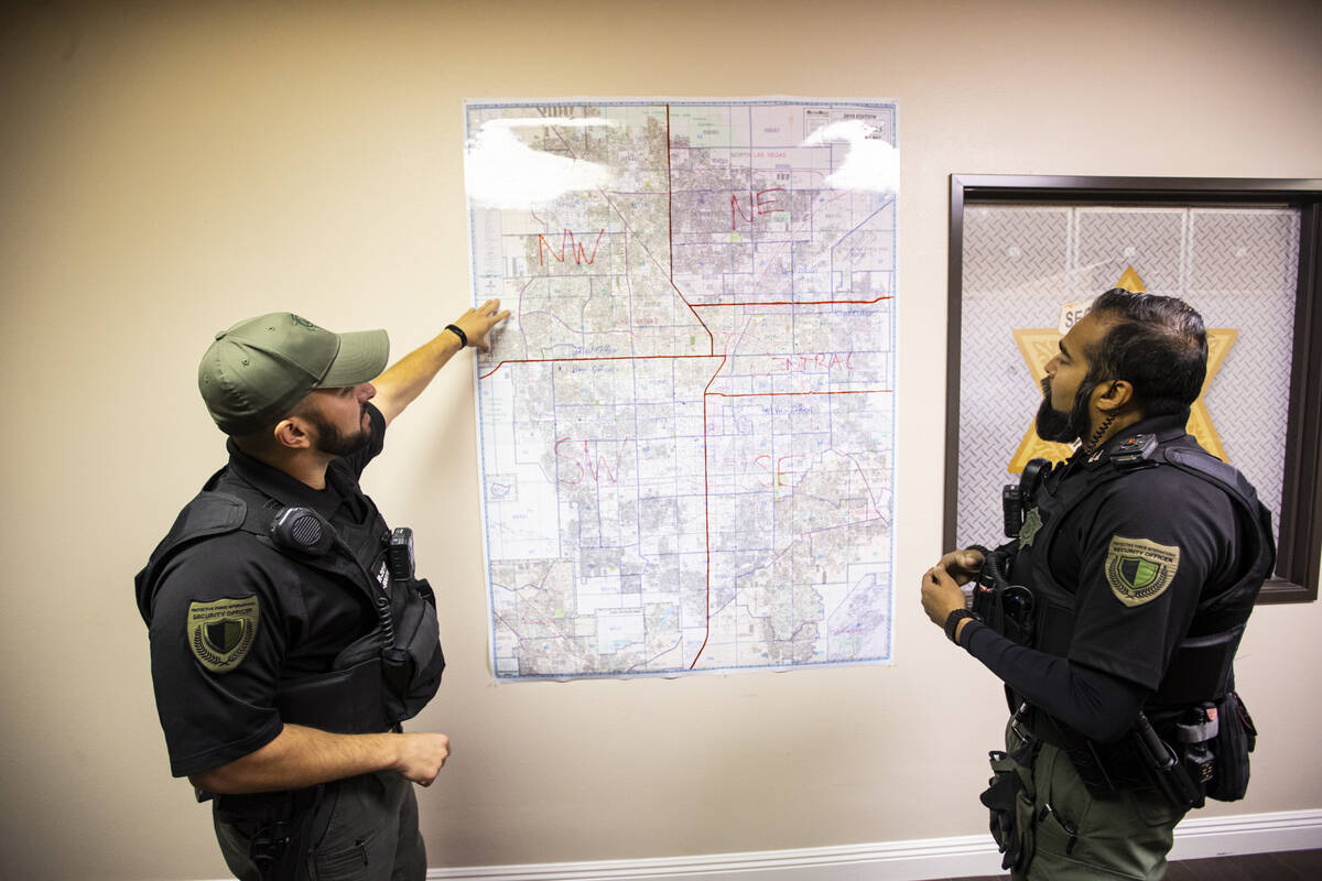 Jonathan Alvarez, CEO and co-founder of Protective Force International, left, and Capt. Alan Al ...