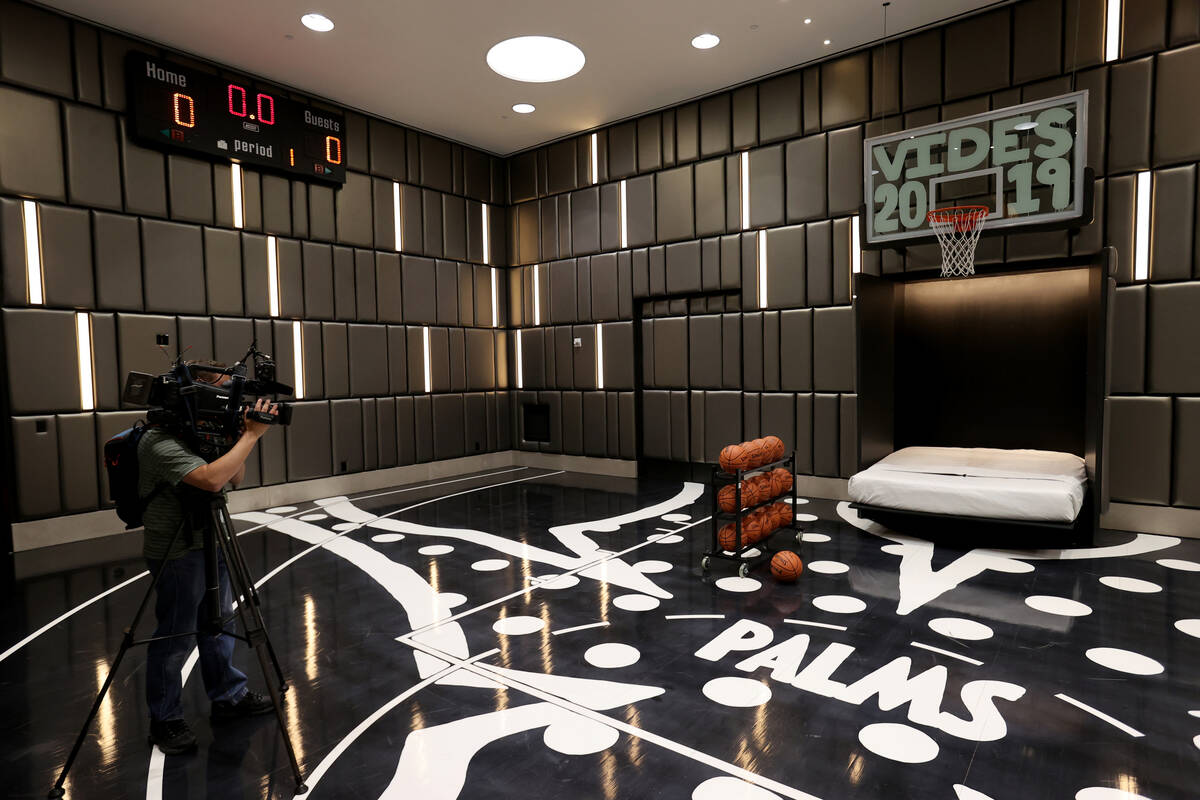 The Hardwood Suite, which includes a basketball court, at the Palms in Las Vegas Monday, April ...