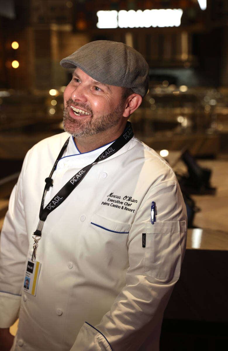 Executive Chef Marcus O’Brien talks to a reporter at the Palms in Las Vegas Monday, Apri ...