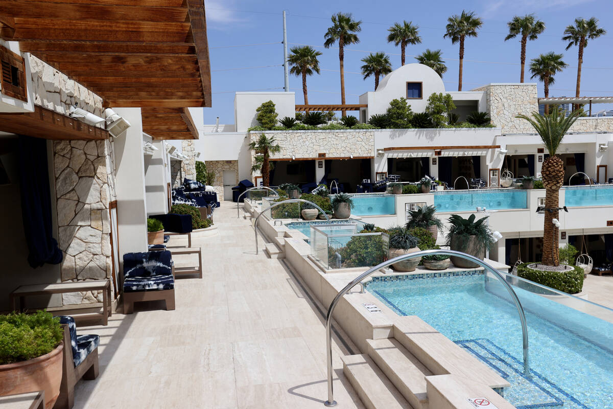 Second story cabanas with private dipping pools at the pool at the Palms in Las Vegas Monday, A ...