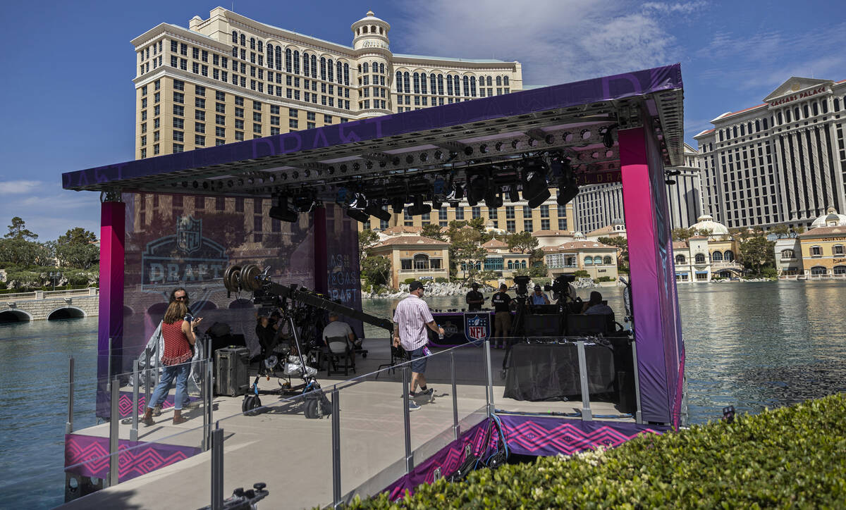 The NFL live broadcast booth covering the 2022 NFL Draft at the Bellagio Fountains on Tuesday, … Las Vegas Review-Journal