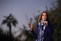 As a candidate, Vice President Kamala Harris makes a campaign stop at Kianga Isoke Palacio Park ...