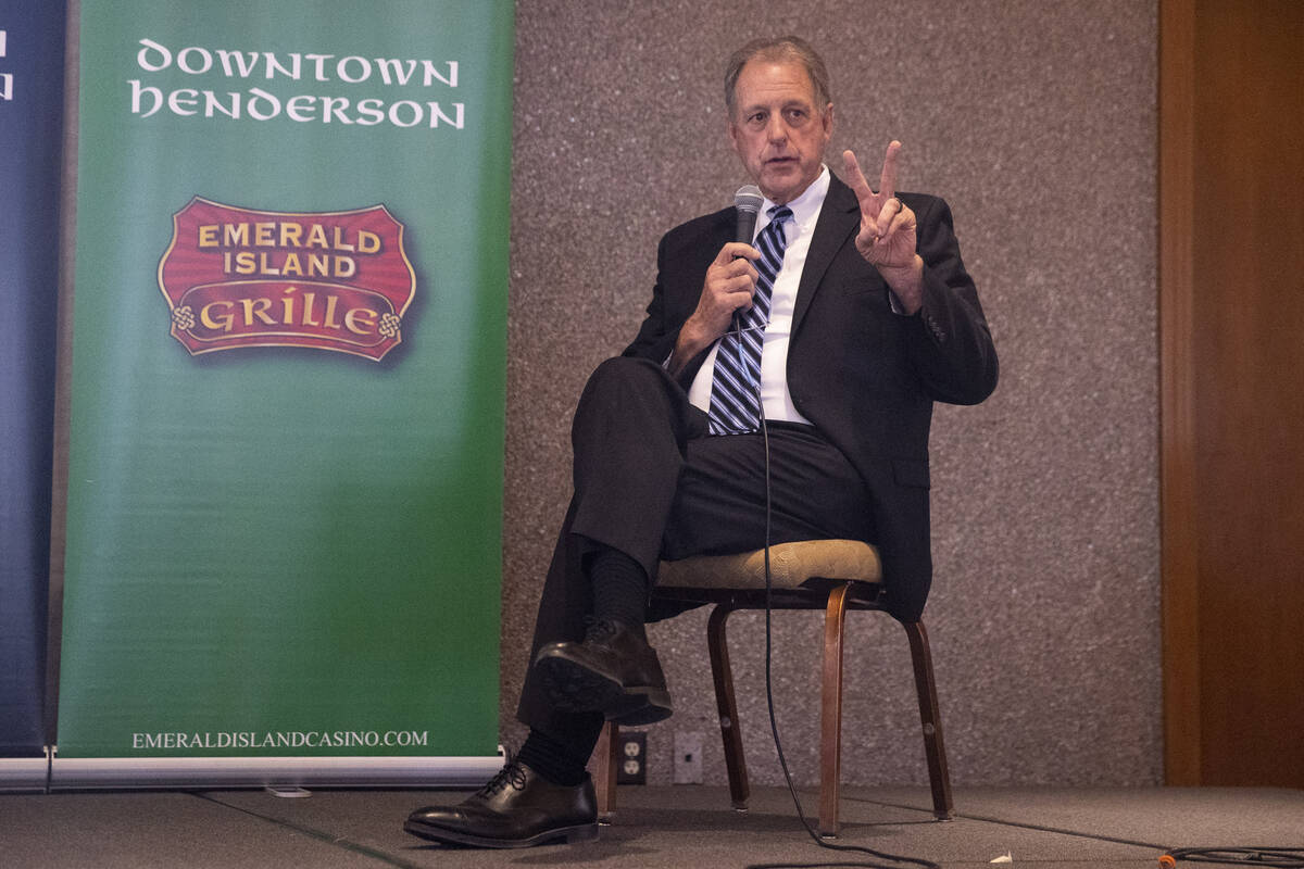 North Las Vegas Mayor John Lee participates during the Southern Hills Republican Women Gubernat ...