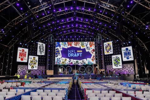 The NFL Draft Stage on Tuesday, April 26, 2022, in Las Vegas. (Benjamin Hager/Las Vegas Review- ...