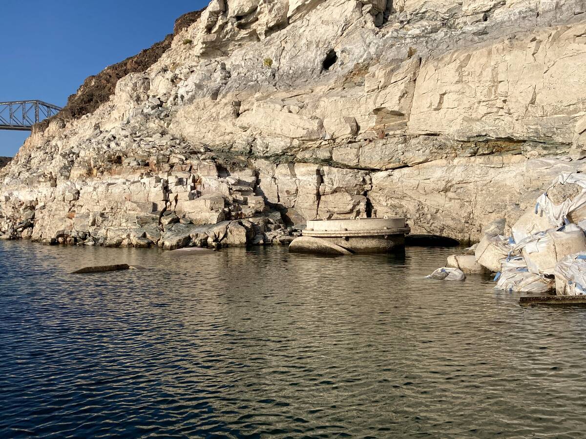 The top of water intake valve No. 1 is now visible in Lake Mead. (Southern Nevada Water Authority)