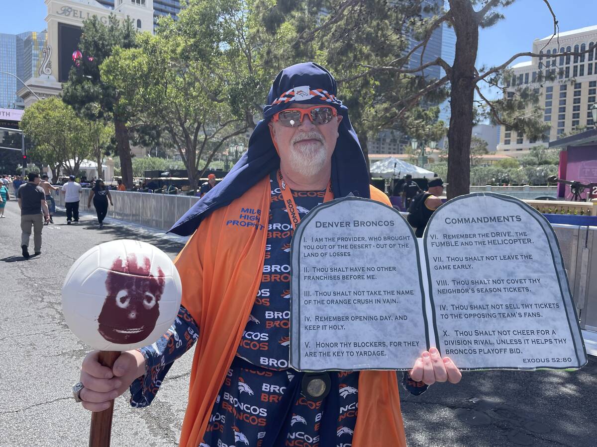 John Buckley, known to fans in Denver as the Mile High Prophet, came to Las Vegas to cheer for ...
