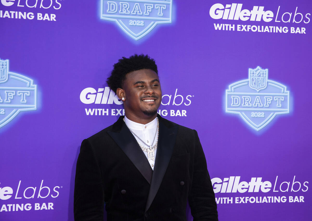 Liberty quarterback Malik Willis at the NFL Red Carpet Stage on Thursday, April 28, 2022, at th ...