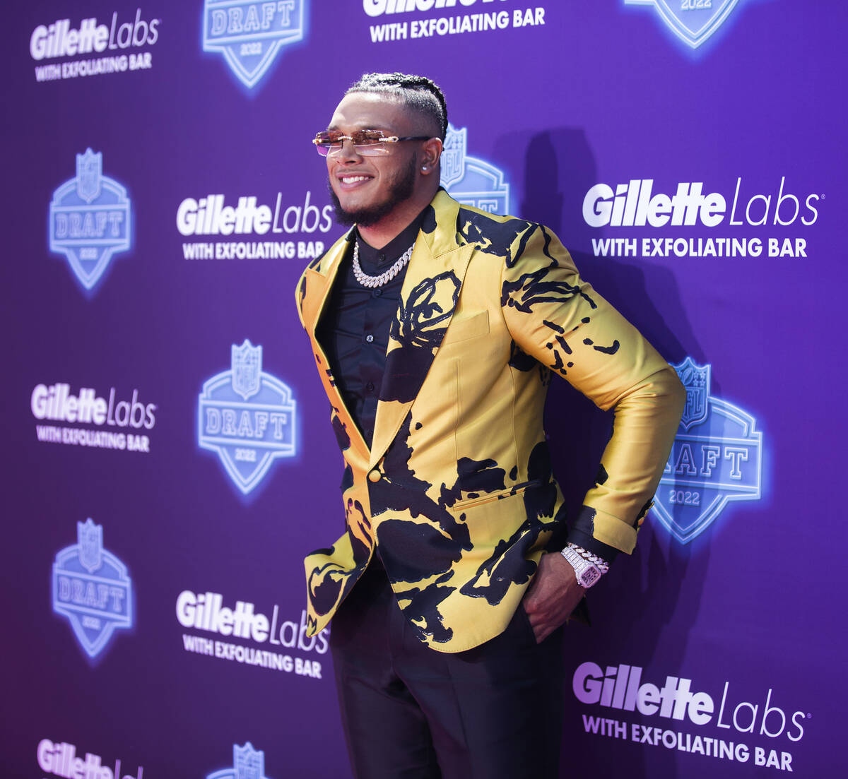 Florida State defensive end Jermaine Johnson II at the NFL Red Carpet Stage on Thursday, April ...
