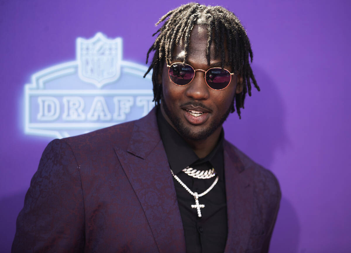 Utah linebacker Devin Lloyd at the NFL Red Carpet Stage on Thursday, April 28, 2022, at the Bel ...