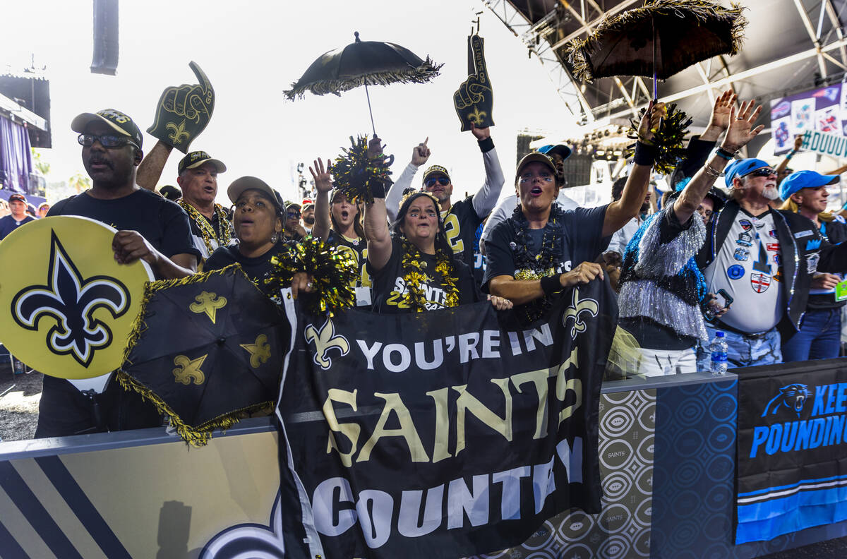 New Orleans Saints fans get pumped up before the start of the 2022 NFL Draft from the Draft The ...