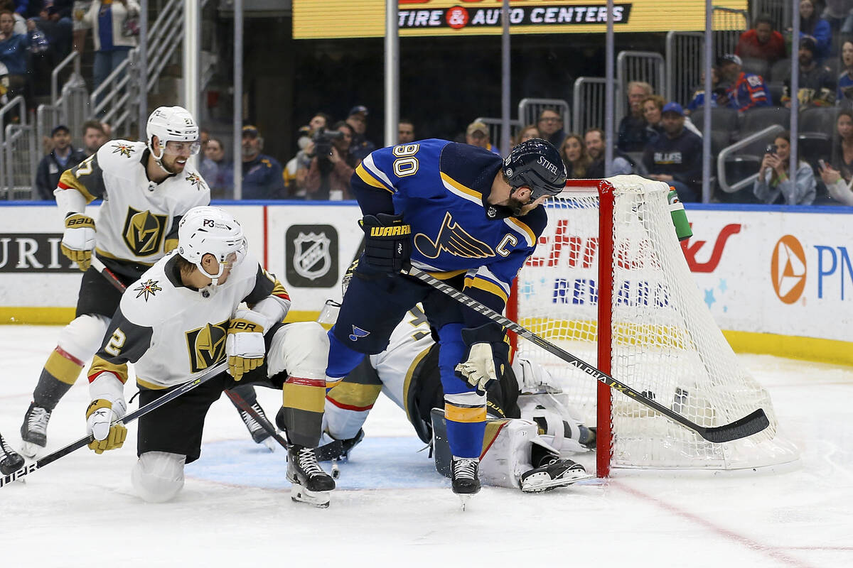 St. Louis Blues' Ryan O'Reilly (90) scores a goal during the second period of the team's NHL ho ...