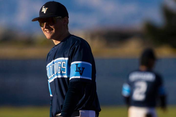 Centennial’s Logan Smith is shown during a high school baseball game Tuesday, April 12, 2022, ...