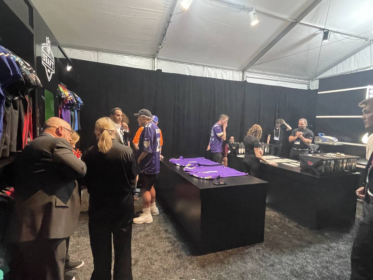The NFL's jersey room, where a team gets a prospect's jersey ready in real time as they are cho ...