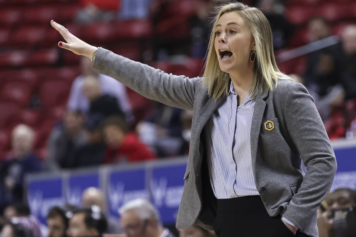 UNLV Lady Rebels head coach Lindy La Rocque motions to her team during the second half of quart ...