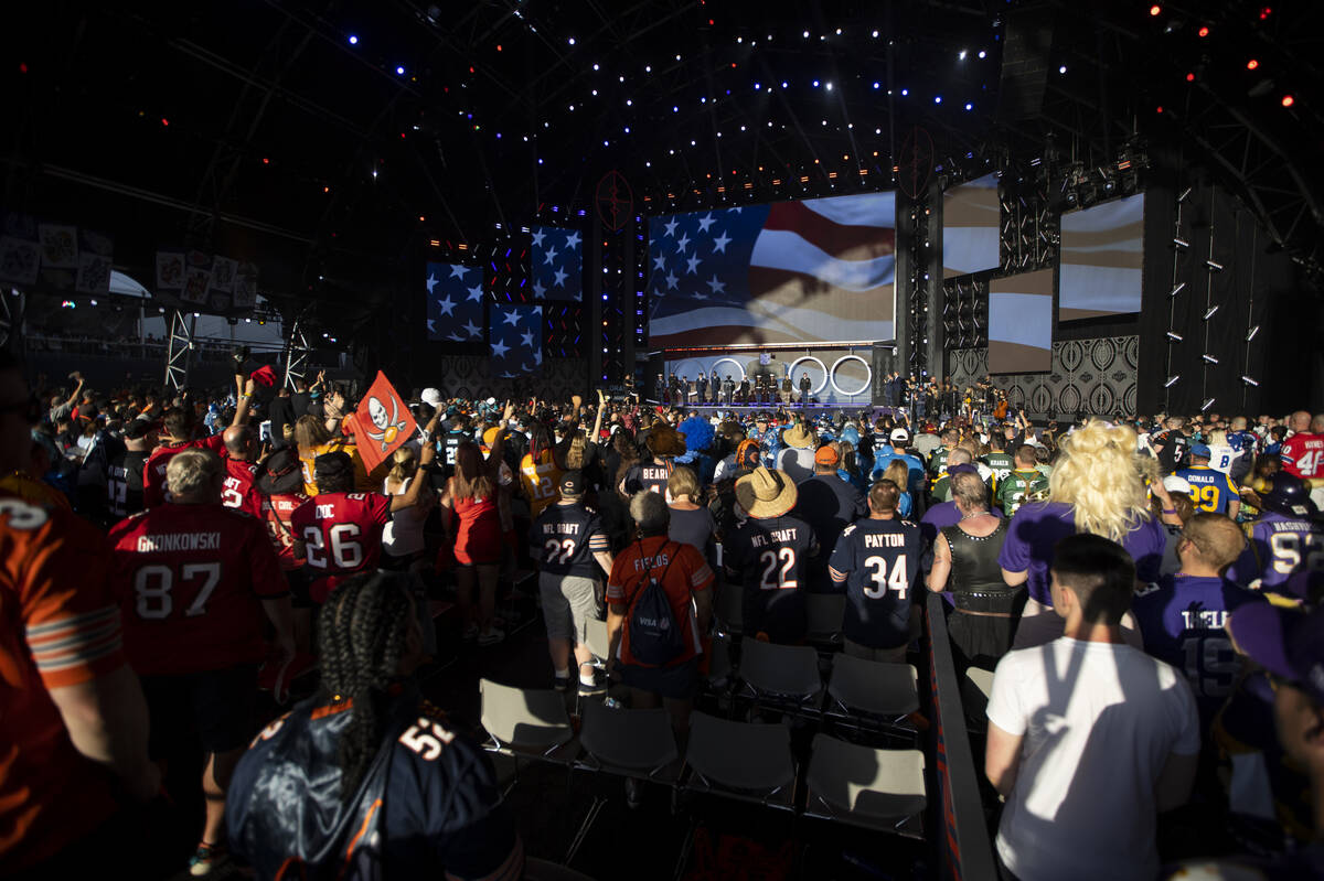 Fans attend the second day of the NFL Draft event in Las Vegas, Friday, April 29, 2022. (Erik V ...
