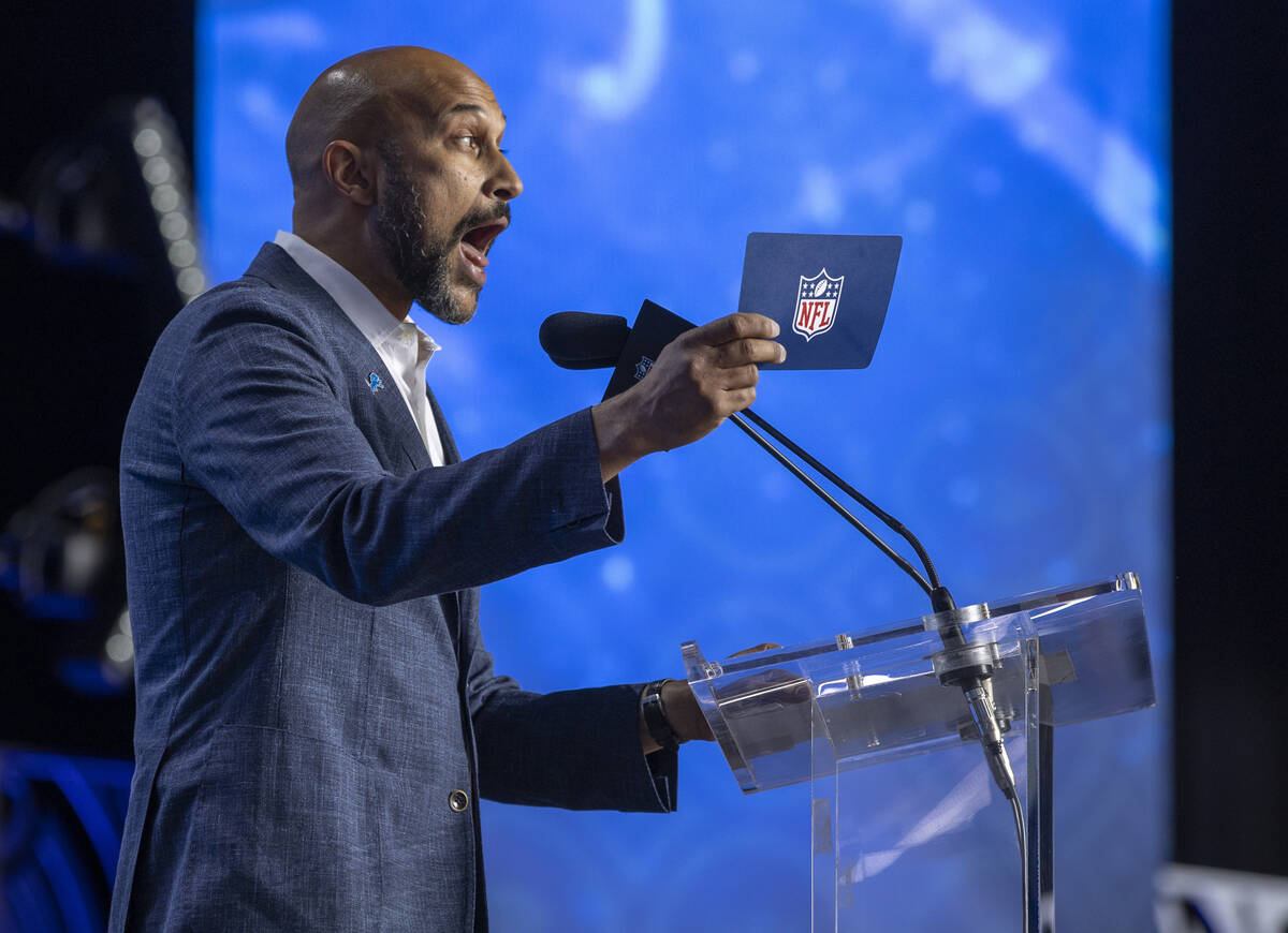 Keegan-Michael Key announces the Detroit Lions selection of Josh Paschal of Kentucky during the ...