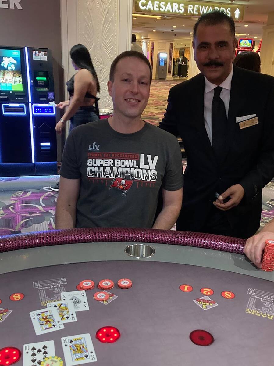 Illinois resident Richard Henke won the mega jackpot on the Let it Ride Poker at Flamingo on Sa ...